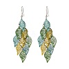 430 Stainless Steel Leaf Dangle Earrings EJEW-A137-10P-01-4