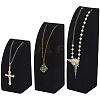 3Pcs 3 Sizes Vertical Wooden Covered with Velvet Necklace Display Stands NDIS-WH20001-03B-1