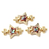 Rack Plating Brass Micro Pave Cubic Zirconia Star Connector Charms KK-K385-101G-01-1