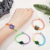 FIBLOOM 4Pcs 4 Style Cat & Dinosaur Alloy Link Bracelets Set with Rubber BJEW-FI0001-55-3