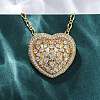 Brass Pave Clear Cubic Zirconia Heart Pendant Necklaces for Women NJEW-K381-07B-G-2