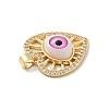 Heart with Eye Brass Micro Pave Clear Cubic Zirconia Pendants KK-G419-07G-04-4