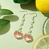 ABS Plastic Imitation Pearl Beads & Resin Peach Dangle Earrings EJEW-JE05834-2
