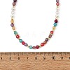 Natural Agate(Dyed & Heated) Faceted Round & White Round Shell Pearl Beaded Necklaces NJEW-JN06548-4