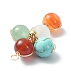 Mixed Gemstone Round Copper Wire Wrapped Pendants X-PALLOY-TA00042-3