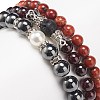 3Pcs 3 Style Natural & Synthetic Mixed Stone Round Beaded Stretch Bracelets Set BJEW-JB08586-2