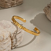 5.7MM 304 Stainless Steel Wave Textured Open Cuff Bangles for Women OV6378-4
