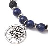 Natural Lava Rock & Natural Lapis Lazuli Gemstone Round Beaded Stretch Bracelet BJEW-JB09767-02-3