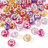 50Pcs 5 Colors Baking Paint Transparent Glass European Beads GPDL-SW0001-01-2