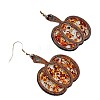 Thanksgiving Day Pumpkin Acrylic & Wood Dangle Earrings FS-WG00641-01-1