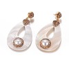 Natural Pearl & Shell Dangle Stud Earrings EJEW-F230-47-2