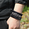 1Pc Cowhide & Imitation Leather Cord Knitted Multi-strand Bracelets AJEW-GF0011-50A-7