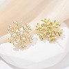 Snowflake Brass & ABS Imitation Pearl Stud Earrings EJEW-M077-03G-5