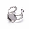 Tarnish Resistant 201 Stainless Steel Cuff Pad Ring Settings STAS-S080-040A-P-3