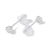 Rhodium Plated Star 999 Sterling Silver Cubic Zirconia Stud Earrings for Women EJEW-S215-21P-3