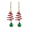 Aluminum Wire Wrapped Christmas Tree Dangle Earrings EJEW-JE05829-02-1