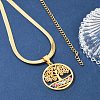 Tree of Life & Evil Eye 201 Stainless Steel Herringbone Chains Pendant Necklaces NJEW-K253-34G-3