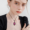 FIBLOOM 6Pcs 6 Colors Glass Oval Pendant Necklaces Set with Black Alloy Chains NJEW-FI0001-46-5