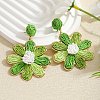 Flower Alloy Raffia Dangle Stud Earrings FS-WGFD46F-06-2