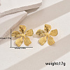 Metallic Texture Stainless Steel Flower Luxury Stud Earrings KG0398-3-1