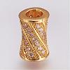 Brass Micro Pave Cubic Zirconia Beads ZIRC-G087-19G-1