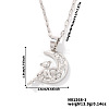 Brass Pave Clear Cubic Zirconia Shiny Cute 3D Bear Moon Pendant Necklaces for Women XT3479-1-2