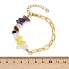 Nature Amethyst & Quartz Crystal & Yellow Quartz & Tiger Eye Chip Link Bracelets BJEW-V003-02G-3