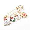 Christmas Theme Brass Safety Brooch JEWB-BR00046-03-2