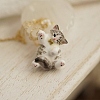 304 Stainless Steel Enamel Cute Cat Shape Pendant Necklaces for Women SA-G068-01G-01-1
