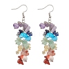 Natural & Synthetic Mixed Gemstone Chips Beaded Candy Cane Dangle Earrings EJEW-JE05368-1