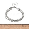 304 Stainless Steel & Rhinestone Rope Chain Double Layer Bracelets for Women BJEW-F540-07P-5
