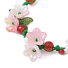 Flower Natural Natural Carnelian Braided Bracelets for Women BJEW-TA00625-01-3