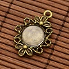 Vintage Tibetan Style Alloy Flower Pendant Cabochon Bezel Settings and Transparent Flat Round Glass Cabochons DIY-X0231-AB-NF-3