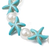 2Pcs Starfish Synthetic Turquoise & Acrylic Pearl Braided Bead Bracelets for Women BJEW-JB11263-5