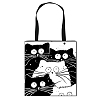 Cartoon Cat Printed Polyester Canvas Women's Tote Bags PW-WG56C06-04-1