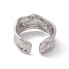 Non-Tarnish 304 Stainless Steel Twist Wave Open Cuff Ring for Women RJEW-C045-22P-3