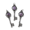 Key Brass Natural Amethyst Big Pendants KK-D361-01AS-16-1