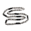 201 Stainless Steel Rectangle Byzantine Chain Necklace NJEW-F222-38EBP-01-1