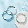 3Pcs 3 Style Natural Blue Quartz & Grade A Amazonite & Turquoise Cross Beaded Stretch Bracelets Set BJEW-JB09408-5