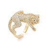 Brass Micro Pave Clear Cubic Zirconia Cuff Rings for Women Men RJEW-Z080-01G-4