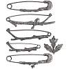 12Pcs 6 Styles Branch/Leaf Zinc Alloy Kilt Pins JEWB-SC0001-58-1