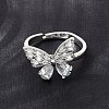Brass Micro Pave Clear Cubic Zirconia Cuff Open Ring CU-CBA5C10-10P-3