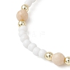 2Pcs Natural Fossil & Glass Round Beaded Stretch Bracelets for Women BJEW-JB13308-4