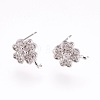 Brass Micro Pave Cubic Zirconia Stud Earring Findings KK-F753-07P-RS-1