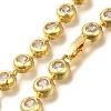 Rack Plating Brass Clear Cubic Zirconia Flat Round Link Chain Necklaces NJEW-Q345-05G-2