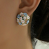 Plastic 3D Flower Hoop Earrings with Cubic Zirconia XJ8294-4-2