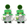 Saint Patrick's Day Sparkling Acrylic Dangle Stud Earrings LS-EJEW-P243-A07-1