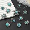 12Pcs 12 Styles Alloy Rhinestone & Resin Imitation Turquoise Snap Buttons BUTT-CJ0001-04-6