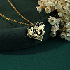 201 Stainless Steel Heart with Map Pendant Necklaces for Women FS-WGB4230-01-2