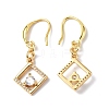 Clear Cubic Zirconia Rhombus Dangle Earrings EJEW-B017-14G-2